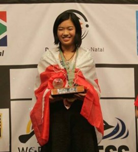 WFM Qiyu Zhou on podium, WYCC 2014