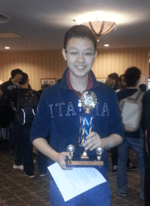 Joey Zhong, Grade 9 Champion of the OCC 2015.